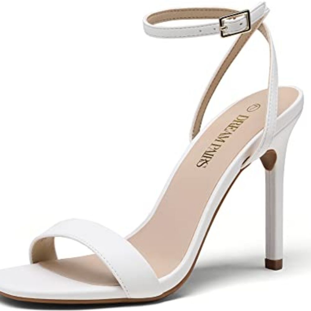 Dream Pairs white strappy stilletto heels pumps shoes 9